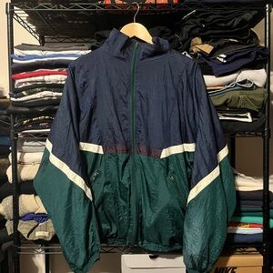 Stylish Navy and Green Windbreaker